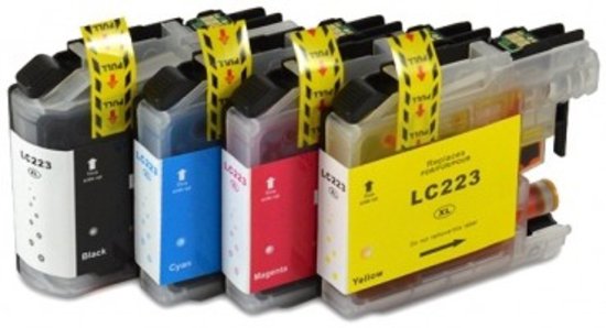 Inktcartridge / Alternatief Spaarset LC-223 inktcartridge zwart, blauw, geel, rood | Brother DCP-J4120DW/ J562DW/ J4420DW/ J4620DW/ J480DW/ J5320DW/