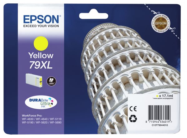 Epson Tower of Pisa Singlepack Yellow 79XL DURABrite Ultra Ink | Epson WF-5690DWF/ WF-M5690DWF/ WF-5690DWF/ WF-4640DTWF/ WF-4630DWF/ WF-5620DWF