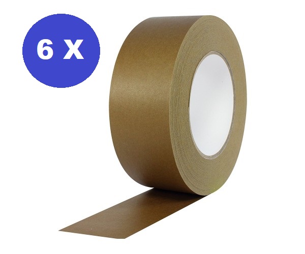 6 x Ecologische Kraft Tape 48 mm x 50 meter | papieren plakband | Ecotape | Paper tape | verpakkingsplakband paper