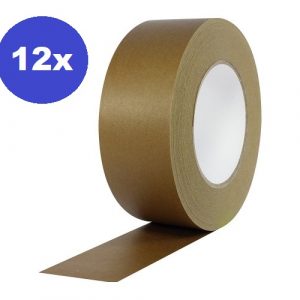 12 x Ecologische Kraft Tape 48 mm x 50 meter | papieren plakband | Ecotape | Paper tape | verpakkingsplakband paper
