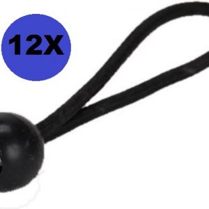 12 x Spanelastieken Bungee Ball 6 mm lengte 18 cm zwart
