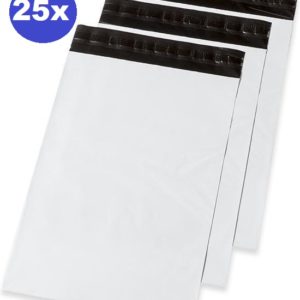 25 x Verzendzakken plastic - kleding - webshop 355 x 450 x 50 mm (70% gerycicleerde film)