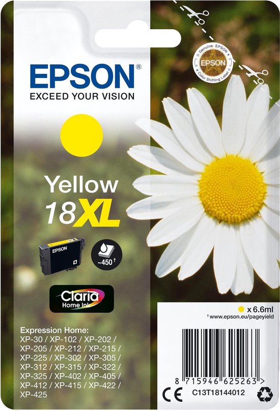 Epson 18XL Inkt cartridges geel high capacity