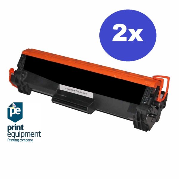 Print-Equipment Toner cartridge / Alternatief voor 2 x HP CF244A CF244 nr44A Zwart | LaserJet Pro M15/  M15a/ M15w/ M17/ M28/ M28a/ M28w