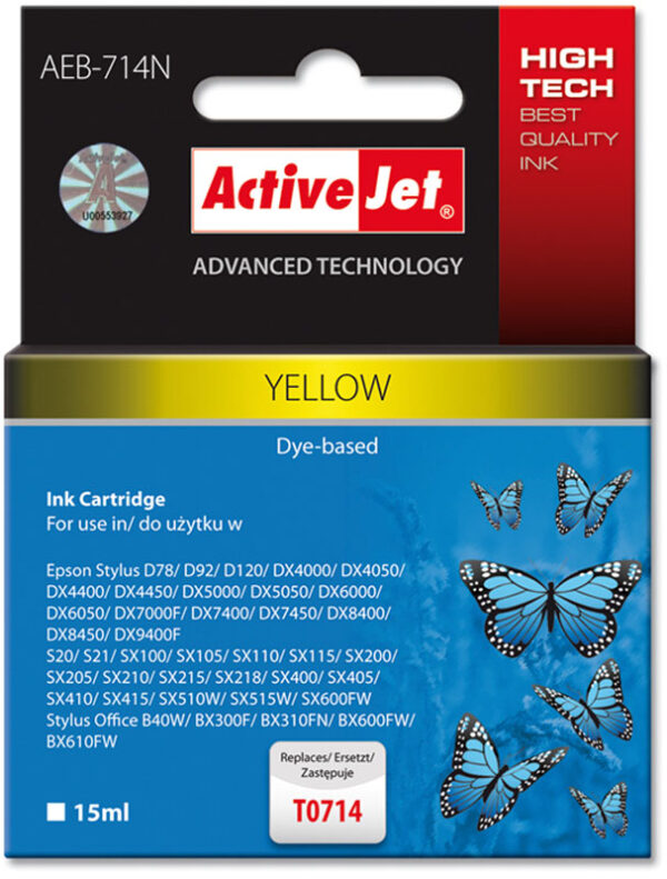 Print-Equipment Inkt cartridges / Alternatief voor T071440 epson D78/DX4000/4050/5000 Geel | D120/ DX4400/ DX7400F/ DX8450/ DX9400F/ D78/ D92/ DX4000/ D