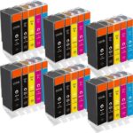 Canon CLI-551BK (zwart); Canon CLI-551C (cyaan); Canon CLI-551M (magenta); Canon CLI-551Y (geel); Canon PGI-550PGBK (pigment zwart)