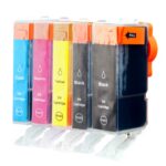 Canon CLI-521BK (foto zwart); Canon CLI-521C (cyaan); Canon CLI-521M (magenta); Canon CLI-521Y (yellow); Canon PGI-520BK (zwart)