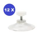 12 x Zuignap 50 mm met schroefdraad M4x10 + wit moertje
