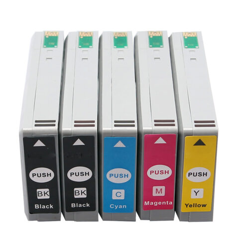 EPSON T7891 C13T789140 zwart; EPSON T7892 C13T789240 blauw; EPSON T7893 C13T789340 rood; EPSON T7894 C13T789440 geel
