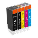 Canon CLI-551BK (zwart); Canon CLI-551C (cyaan); Canon CLI-551M (magenta); Canon CLI-551Y (geel); Canon PGI-550PGBK (pigment zwart)