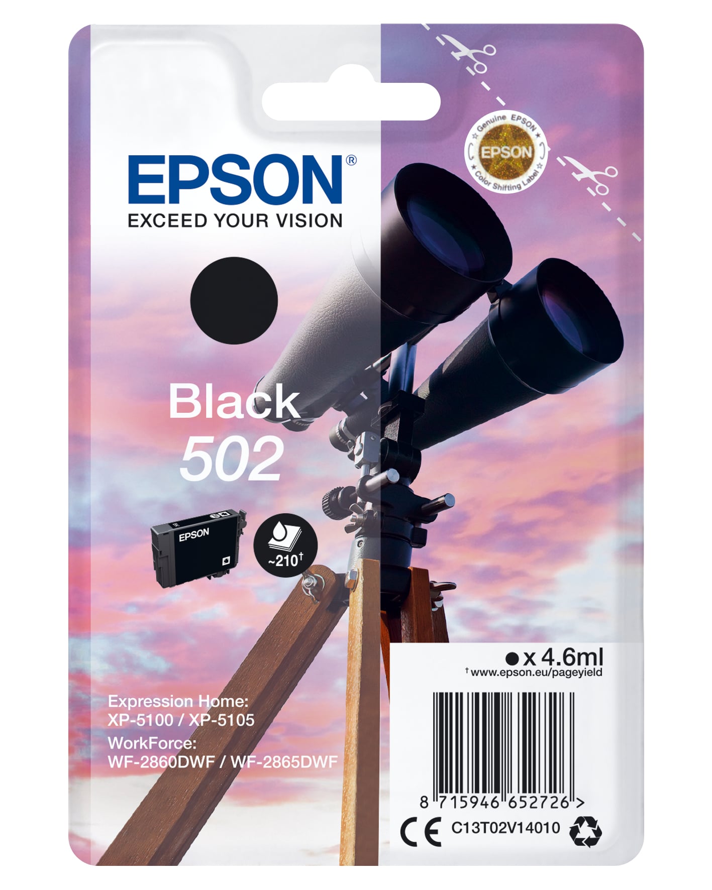52270530_0508179545.jpg Epson Singlepack Black 502 Ink C13T02V14010 - Afbeelding 1