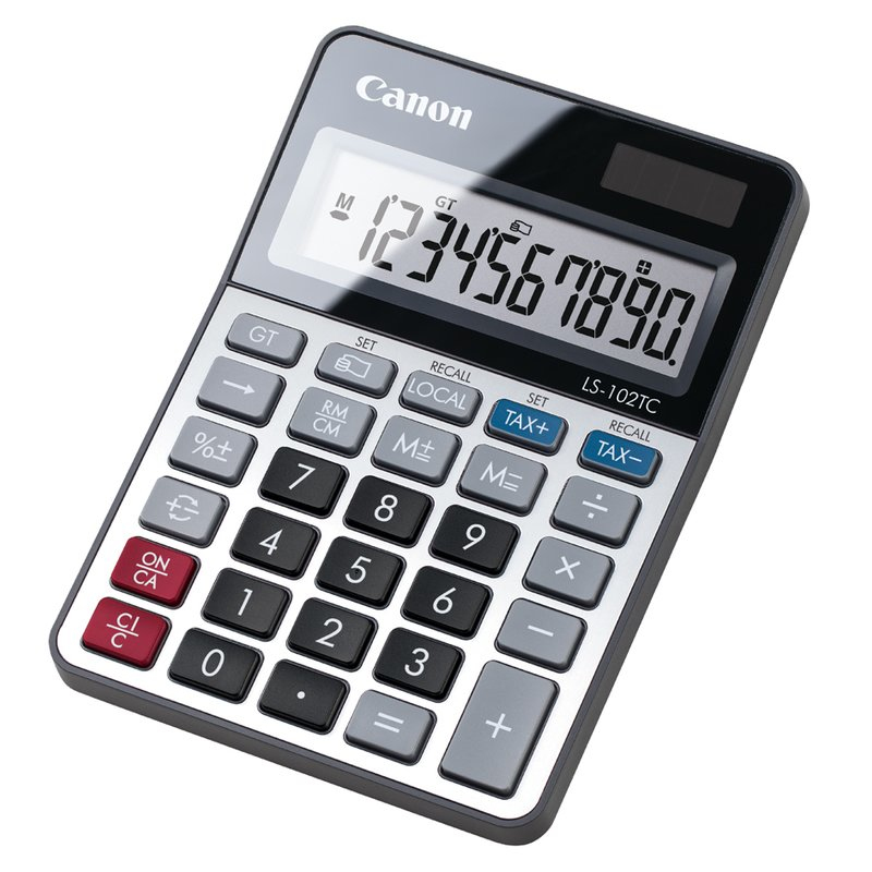 65143115_5117678390.jpg Canon LS-102 TC calculator Desktop Basisrekenmachine Zwart, Metallic 2471C001 - Afbeelding 1