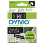 DYMO originele D1 45021 labels | Witte Tekst op Zwart Label | 12 mm x 7 m S0720610