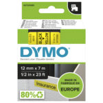 DYMO originele D1 45018 labels | Zwarte Tekst op Geel Label | 12 mm x 7 m S0720580