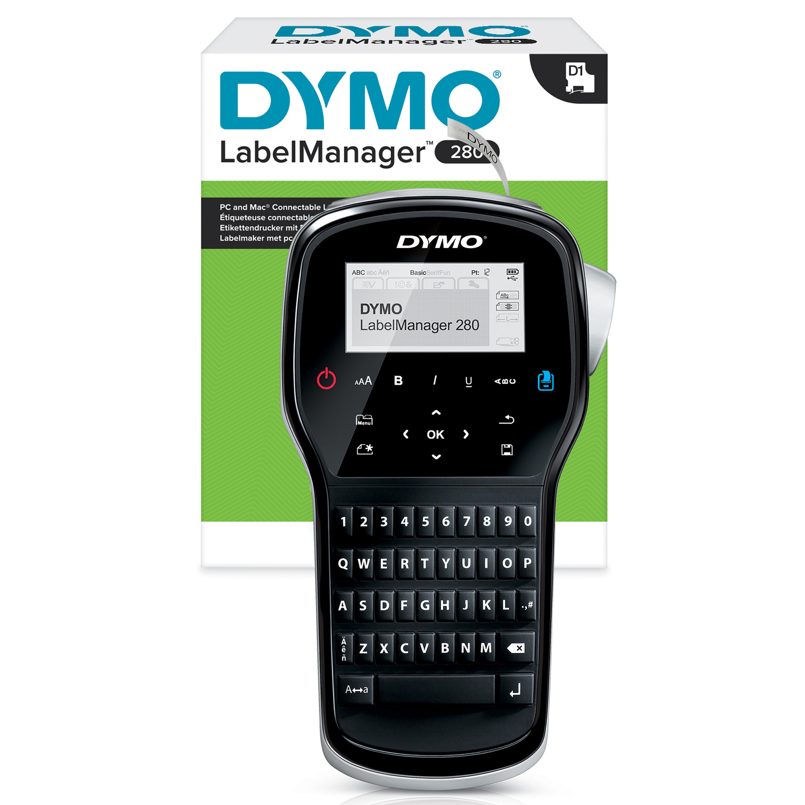 89d0722bfb4b867543904975f5ff25cb01e7045b.jpg DYMO LabelManager 260-labelprinter | Oplaadbare labelmaker met QWERTZ-toetsenbord | Inclusief zwart-wit D1-labeltape (12 mm) | Voor thuis en op kantoor S0968970 - Afbeelding 1
