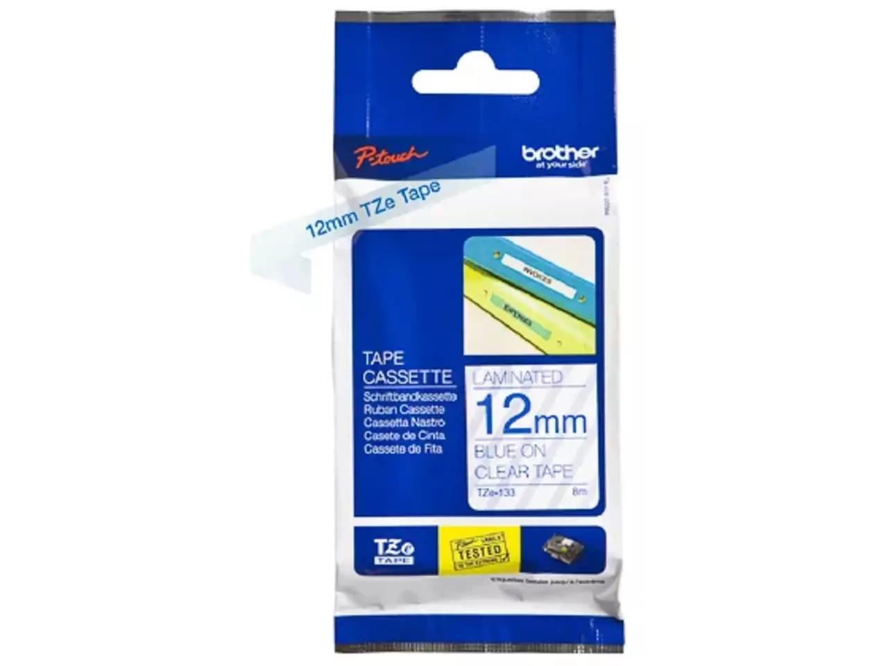 914005440638.webp Brother TZE-133 labelprinter-tape Blauw op transparant TZE-133 - Afbeelding 1
