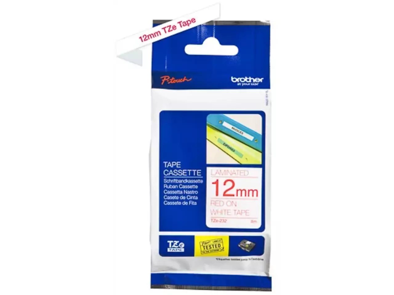 914005440640.webp Brother TZE-232 labelprinter-tape Rood op wit TZE-232 - Afbeelding 1