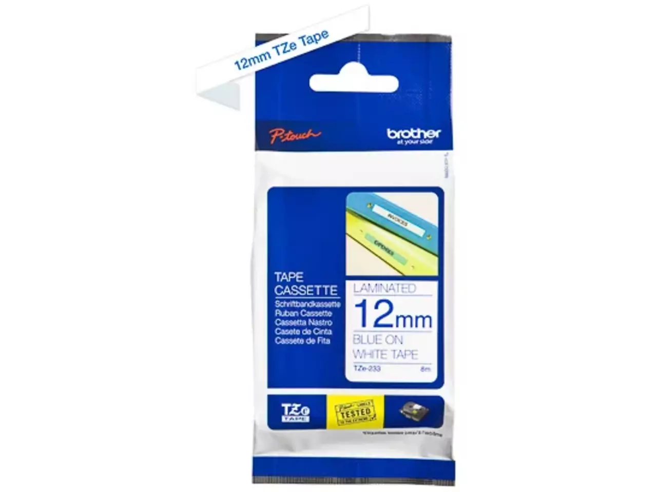 914005440653.webp Brother TZE-233 labelprinter-tape Blauw op wit TZE-233 - Afbeelding 1