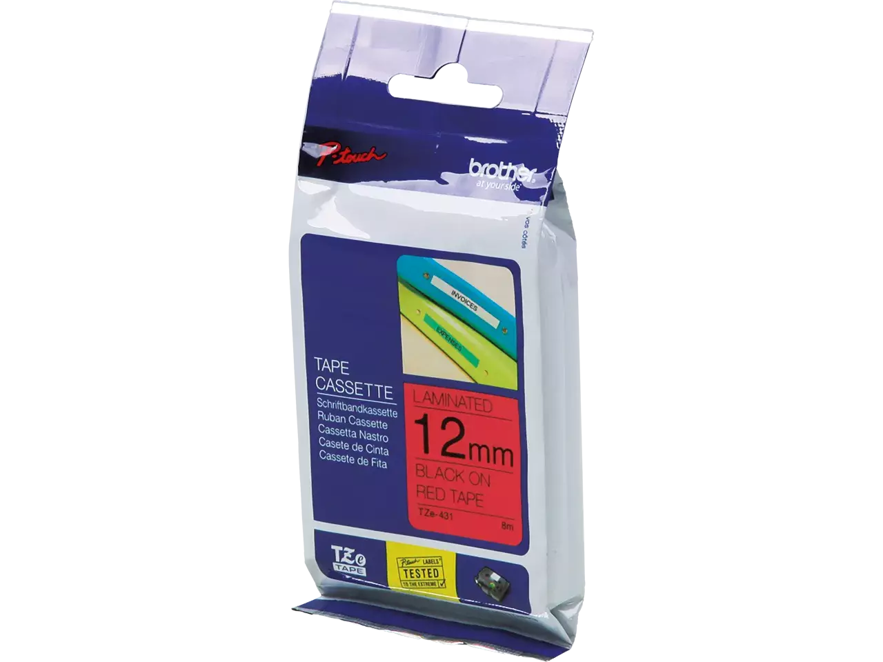 914005440680.webp Brother TZE-431 labelprinter-tape Zwart op rood TZE-431 - Afbeelding 1