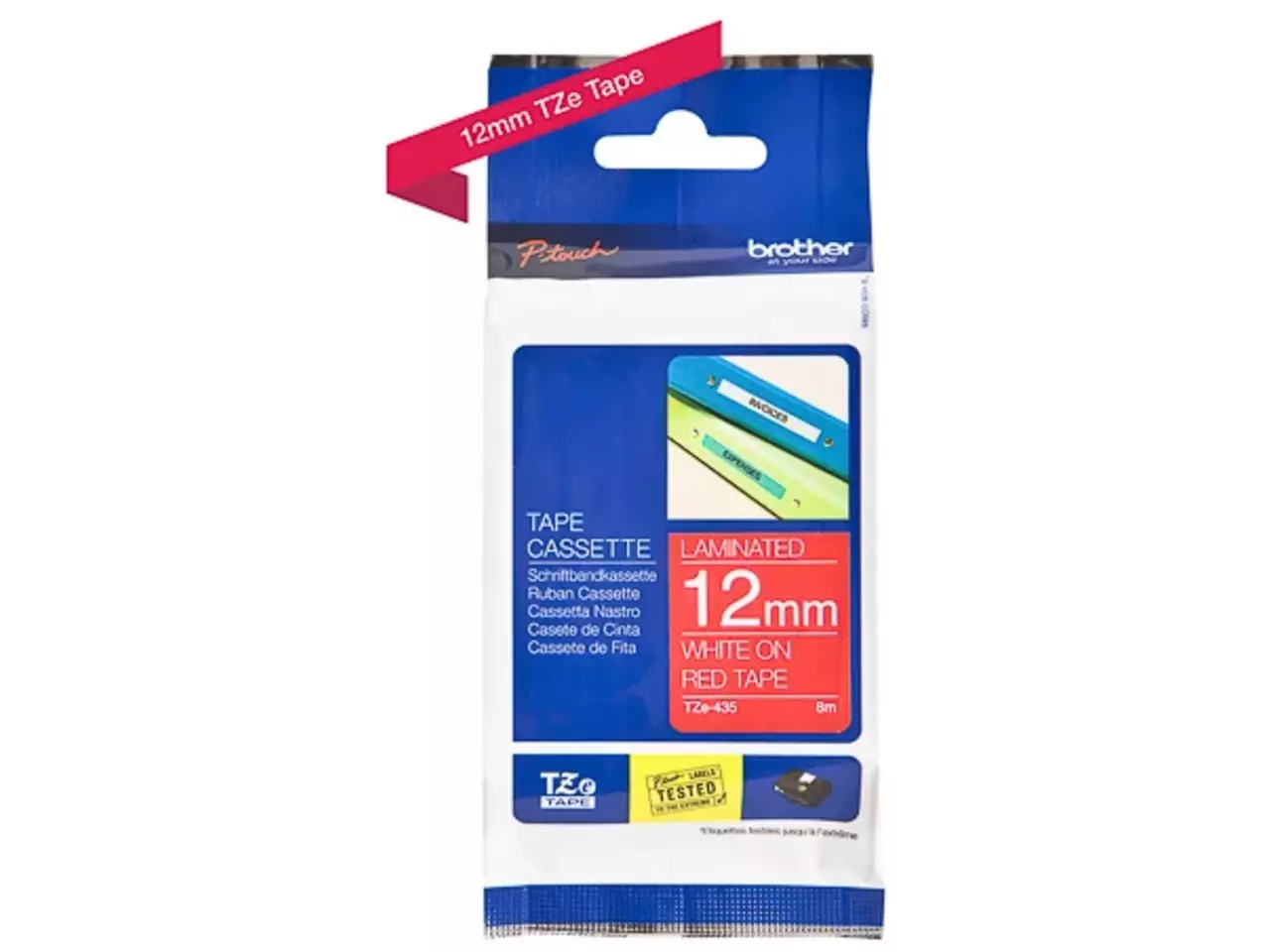 914005440702.webp Brother TZE-435 labelprinter-tape Wit op rood TZE-435 - Afbeelding 1