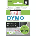 DYMO originele D1 45015 labels | Rode Tekst op Wit Label | 12 mm x 7 m S0720550