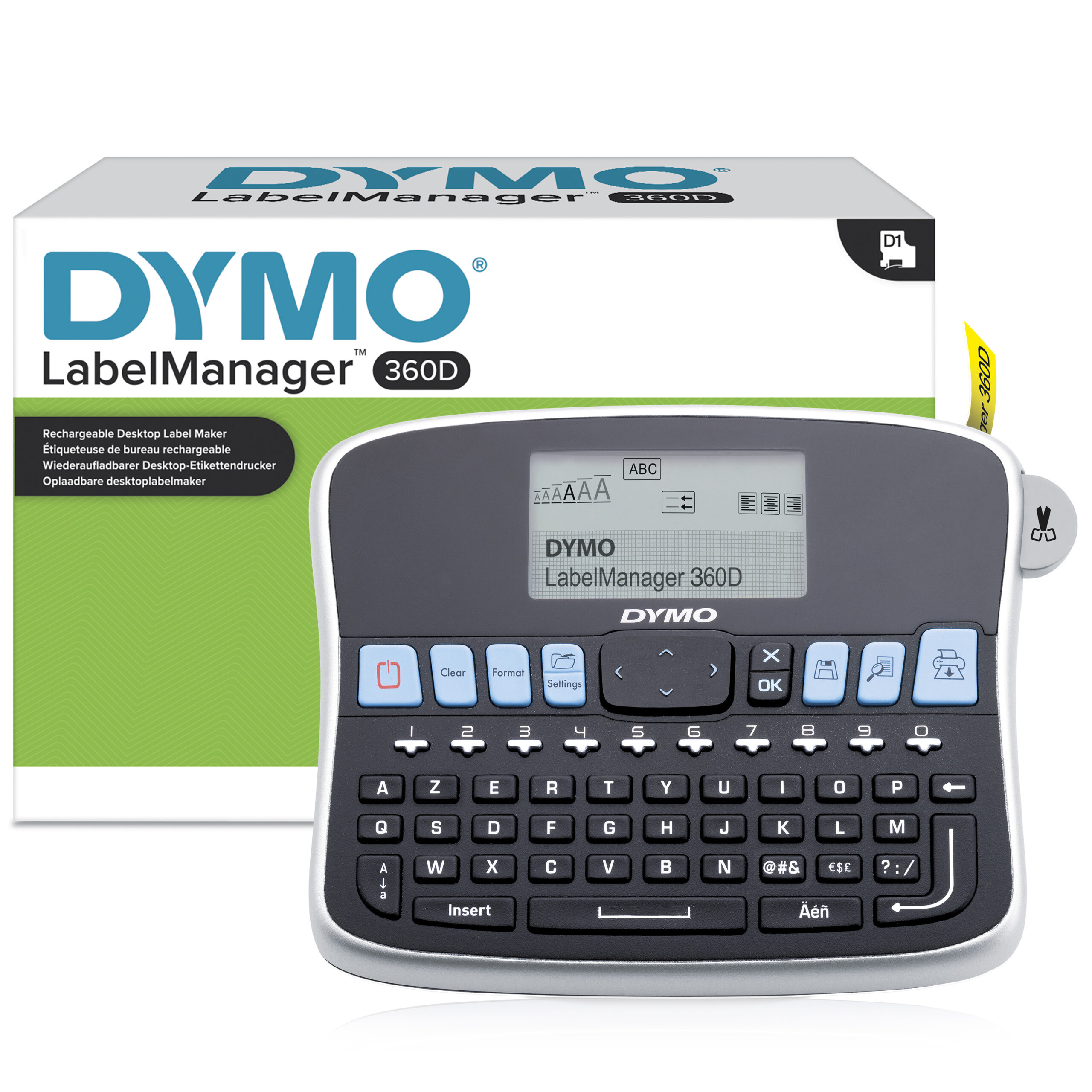 b51b5d4dcae2f75232624495d543569bad8b3823.jpg DYMO LabelManager desktoplabelmaker | 360D herlaadbare handheld labelmaker | AZERTY-toetsenbord | Gebruiksvriendelijke, Smart-One-Touch-toetsen en groot scherm | voor organisatie thuis en op kantoor S0879510 - Afbeelding 1