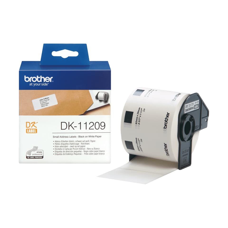 d80b4ada2612421846d9553f31b26c887f520cc6.jpg Brother DK-11209 labelprinter-tape Zwart op wit DK-11209 - Afbeelding 1