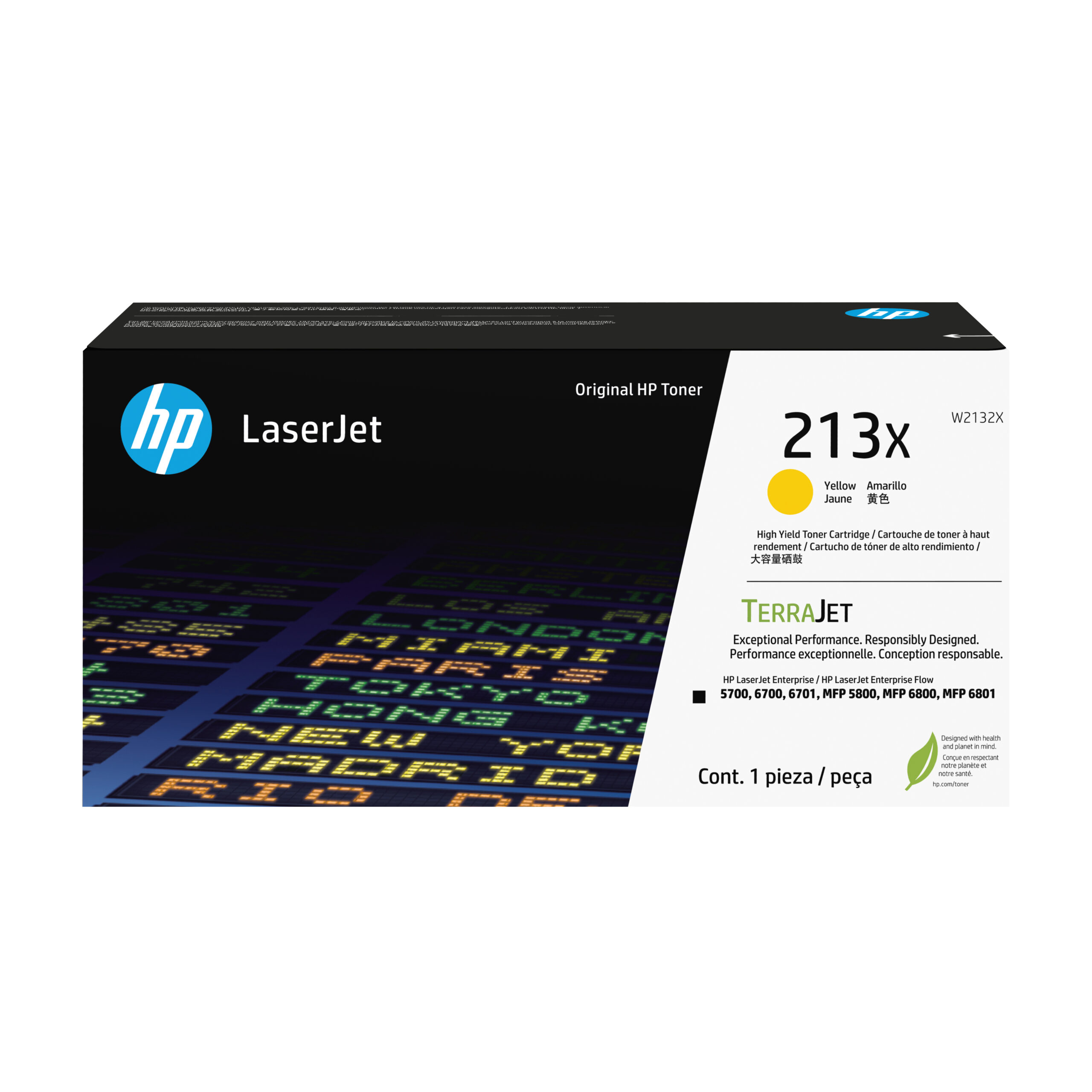 71d8e8d8d32f161d5f2b9bc2f222bceda1fe5faa.jpg HP 213X originele high-capacity LaserJet-tonercartridge, geel W2132X - Afbeelding 1