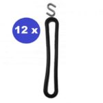 12 x Spanrubber Met S-haak 25 Cm Rubber 8 mm Zwart 12 Stuks | spanrubbers voor tent/ tent elastieken/ spanrubbers 25 cm.