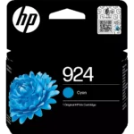 De HP 924 originele cyaan inktcartridge levert betrouwbare, heldere afdrukken met een capaciteit van ongeveer 400 pagina’s. Deze enkele cartridge