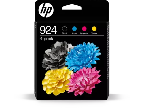 De HP 924 originele CMYK-inktcartridge 4 stuks levert betrouwbare, scherpe afdrukken in zwart, cyaan, magenta en geel. Deze originele HP