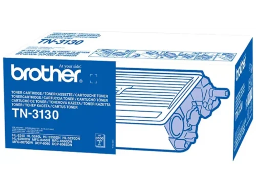 Brother TN-3130. Zwarte toner paginaopbrengst: 3500 pagina’s, Printkleuren: Zwart, Aantal per verpakking: 1 stuk(s), Voor Printer: BROTHER Laser Printer DCP-8060