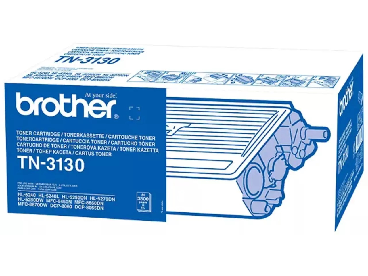 TN3130 BROTHER HL Toner zwart ST 3500 pagina’s Brother TN-3130. Zwarte toner paginaopbrengst: 3500 pagina’s, Printkleuren: Zwart, Aantal per verpakking: 1 stuk(s), Voor Printer: BROTHER Laser Printer DCP-8060