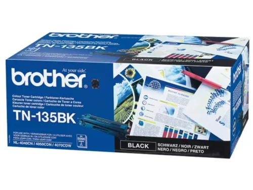 Brother TN-135BK. Zwarte toner paginaopbrengst: 5000 pagina’s, Printkleuren: Zwart, Aantal per verpakking: 1 stuk(s), Voor Printer: BROTHER Laser Printer DCP-9040;