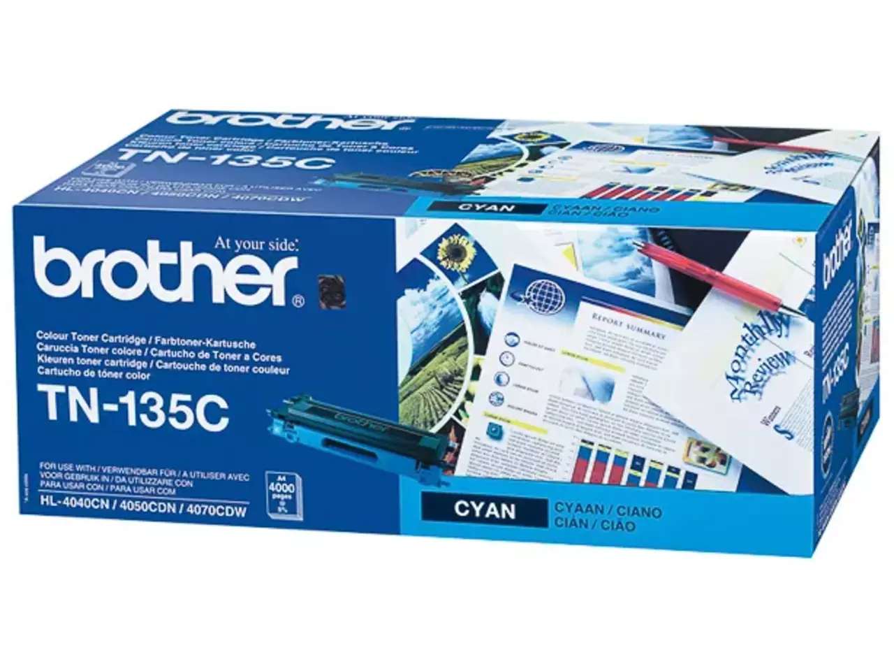 TN135C BROTHER HL Toner cyaan HC 4000 pagina’s Brother TN-135C. Kleurentoner paginaopbrengst: 4000 pagina’s, Printkleuren: Cyaan, Aantal per verpakking: 1 stuk(s), Voor Printer: BROTHER Laser Printer DCP-9040; BROTHER