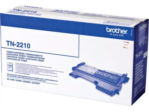 Brother TN-2210. Zwarte toner paginaopbrengst: 1200 pagina’s, Printkleuren: Zwart, Aantal per verpakking: 1 stuk(s), Voor Printer: BROTHER Facsimile FAX 2840;