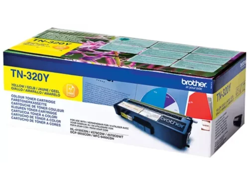 Brother TN-320Y. Kleurentoner paginaopbrengst: 1500 pagina’s, Printkleuren: Geel, Aantal per verpakking: 1 stuk(s), Voor Printer: BROTHER Laser Printer HL 4140