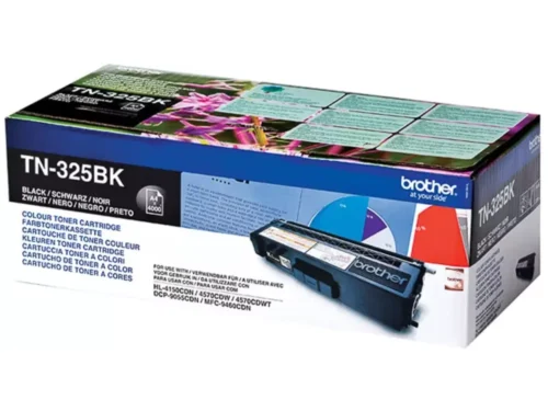 Brother TN-325BK. Zwarte toner paginaopbrengst: 4000 pagina’s, Printkleuren: Zwart, Aantal per verpakking: 1 stuk(s), Voor Printer: BROTHER Laser Printer HL