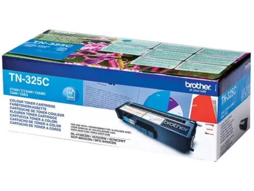 Brother TN-325C. Kleurentoner paginaopbrengst: 3500 pagina’s, Printkleuren: Cyaan, Aantal per verpakking: 1 stuk(s), Voor Printer: BROTHER Laser Printer HL 4140