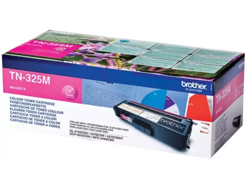 Brother TN-325M. Kleurentoner paginaopbrengst: 3500 pagina’s, Printkleuren: Magenta, Aantal per verpakking: 1 stuk(s), Voor Printer: BROTHER Laser Printer HL 4140