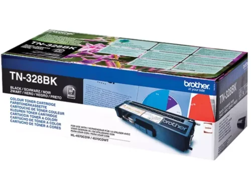 Brother TN-328BK. Zwarte toner paginaopbrengst: 6000 pagina’s, Printkleuren: Zwart, Aantal per verpakking: 1 stuk(s), Voor Printer: BROTHER Laser Printer HL