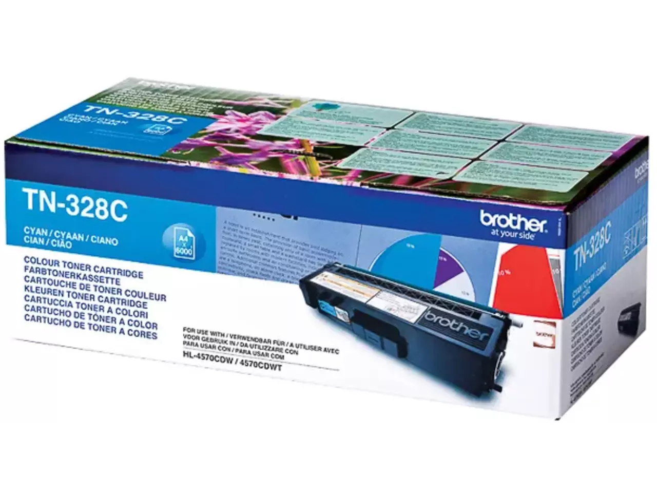 TN328C BROTHER HL Toner cyaan 6000 pagina’s Brother TN-328C. Kleurentoner paginaopbrengst: 6000 pagina’s, Printkleuren: Cyaan, Aantal per verpakking: 1 stuk(s), Voor Printer: BROTHER Laser Printer HL 4570;