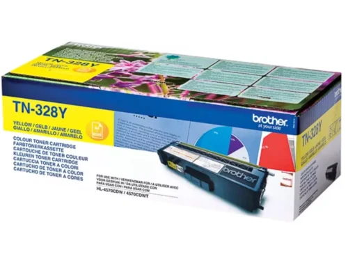 Brother TN-328Y. Kleurentoner paginaopbrengst: 6000 pagina’s, Printkleuren: Geel, Aantal per verpakking: 1 stuk(s), Voor Printer: BROTHER Laser Printer HL 4570;