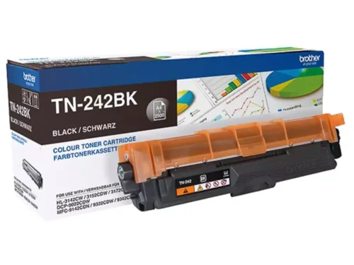 Brother TN-242BK. Zwarte toner paginaopbrengst: 2500 pagina’s, Printkleuren: Zwart, Aantal per verpakking: 1 stuk(s), Voor Printer: BROTHER Laser Printer HL