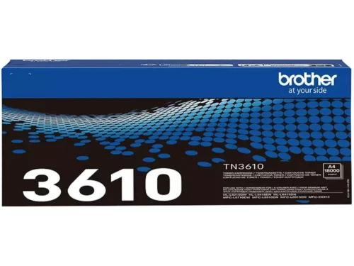 Brother TN-3610. Zwarte toner paginaopbrengst: 18000 pagina’s, Printkleuren: Zwart, Aantal per verpakking: 1 stuk(s), Voor Printer: BROTHER Multi-Function MFC-L 6710;