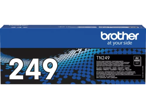 Brother TN-249BK. Zwarte toner paginaopbrengst: 4500 pagina’s, Printkleuren: Zwart, Aantal per verpakking: 1 stuk(s), Voor Printer: BROTHER Laser Printer HL-L