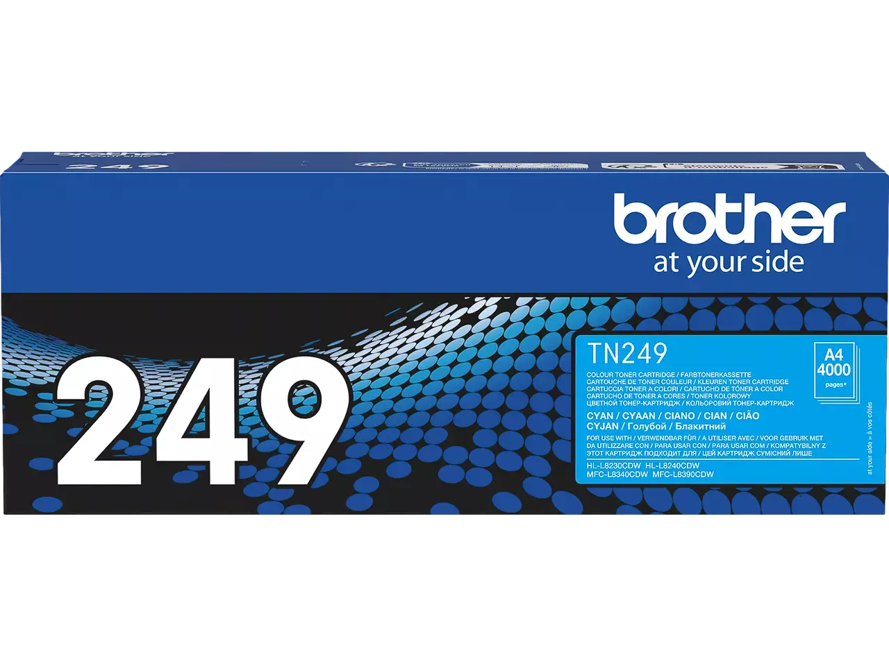 TN249C BROTHER MFC Toner cyaan ST 4000 pagina’s Brother TN-249C. Kleurentoner paginaopbrengst: 4000 pagina’s, Printkleuren: Cyaan, Aantal per verpakking: 1 stuk(s), Voor Printer: BROTHER Laser Printer HL-L 8230;