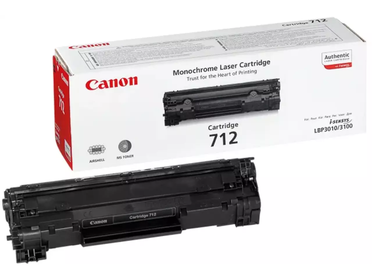1870B002 CANON 712BK LBP Cartridge zwart 1500pagina’s Canon 1870B002. Zwarte toner paginaopbrengst: 1500 pagina’s, Printkleuren: Zwart, Aantal per verpakking: 1 stuk(s), Voor Printer: CANON Laser Printer I-SENSYS