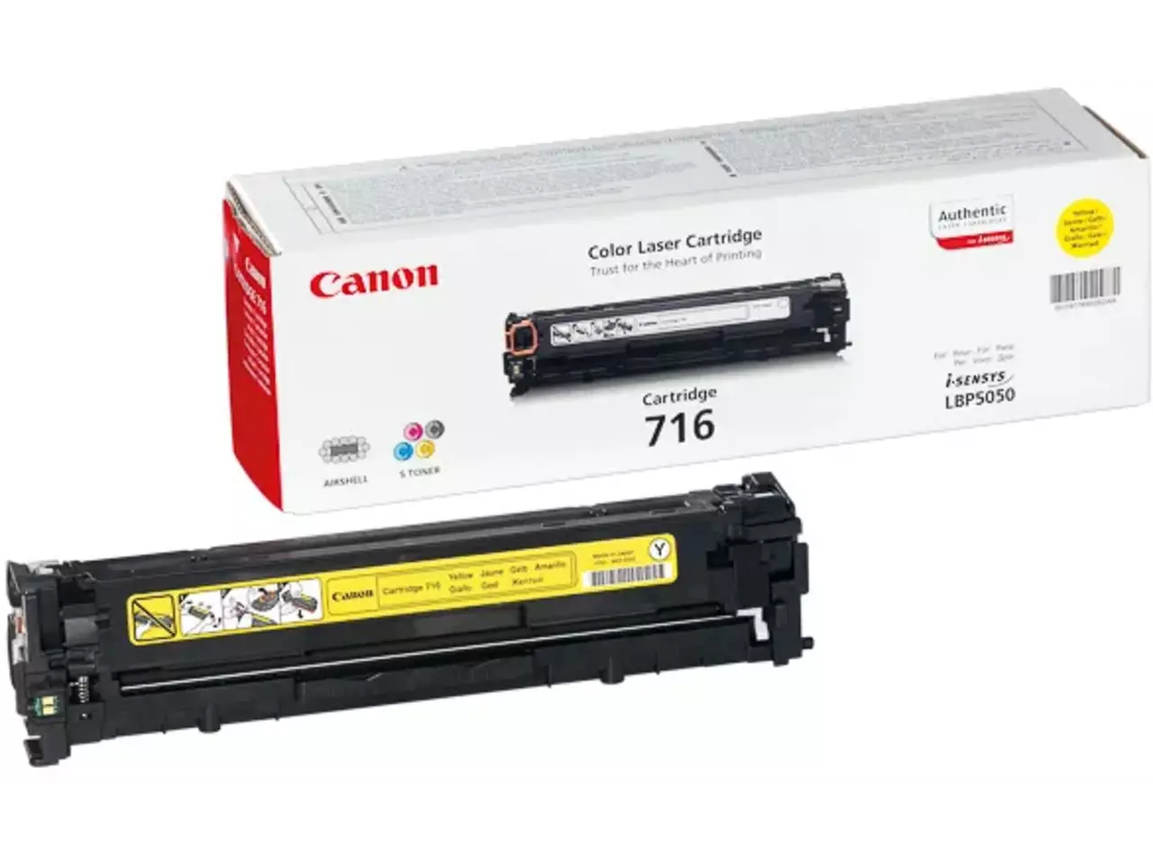 1977B002 CANON 716Y LBP Cartridge geel 1500pagina’s Canon 716 Y. Kleurentoner paginaopbrengst: 1500 pagina’s, Printkleuren: Geel, Aantal per verpakking: 1 stuk(s), Voor Printer: CANON Laser Printer I-SENSYS