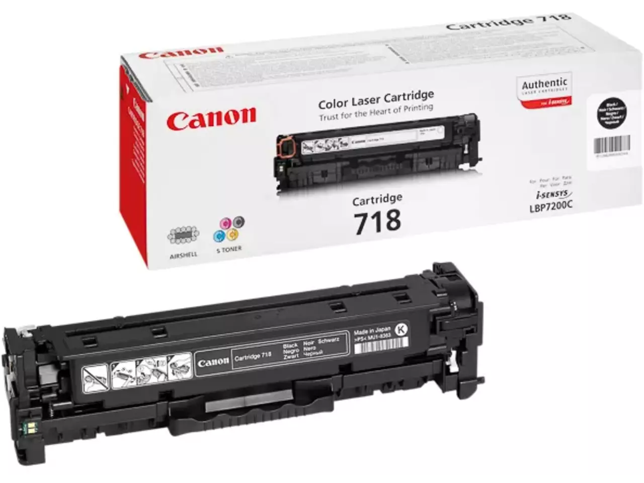 2662B002 CANON 718BK LBP Cartridge zwart 3400pagina’s Canon CRG-718 Bk. Zwarte toner paginaopbrengst: 3400 pagina’s, Printkleuren: Zwart, Aantal per verpakking: 1 stuk(s), Voor Printer: CANON Laser Printer